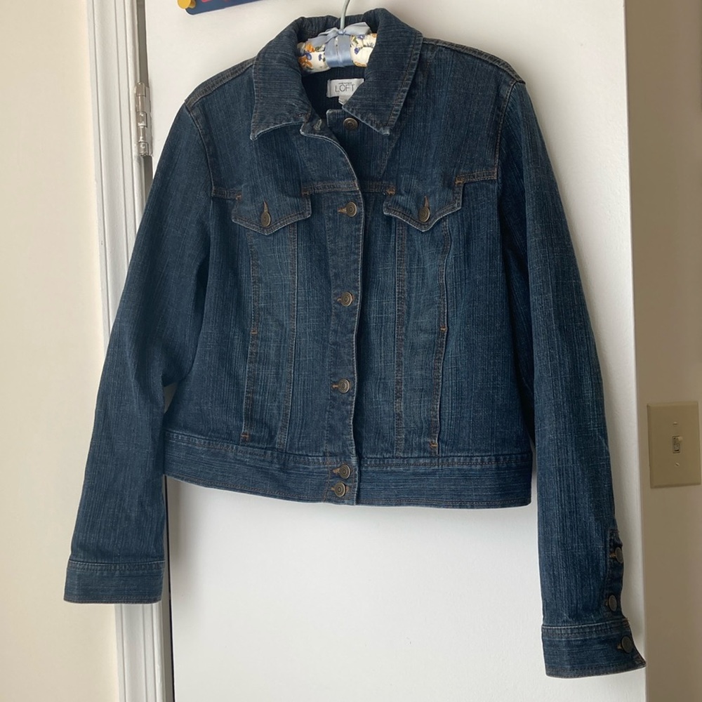 Cropped dark wash denim jacket